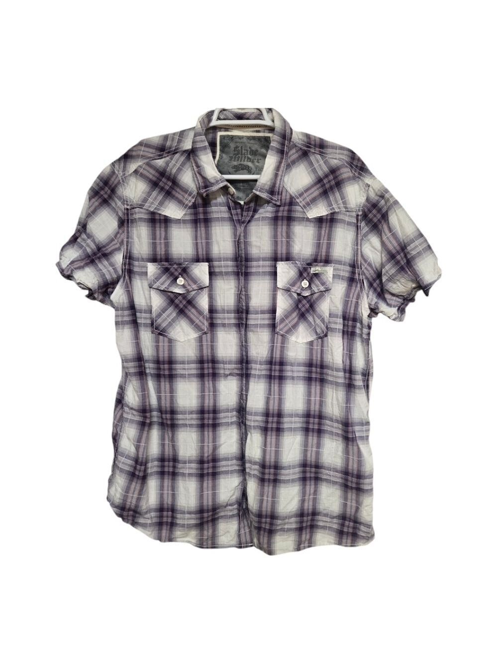 Slade wilder shirt mens size xxl purple white cotton button up casual minimalist